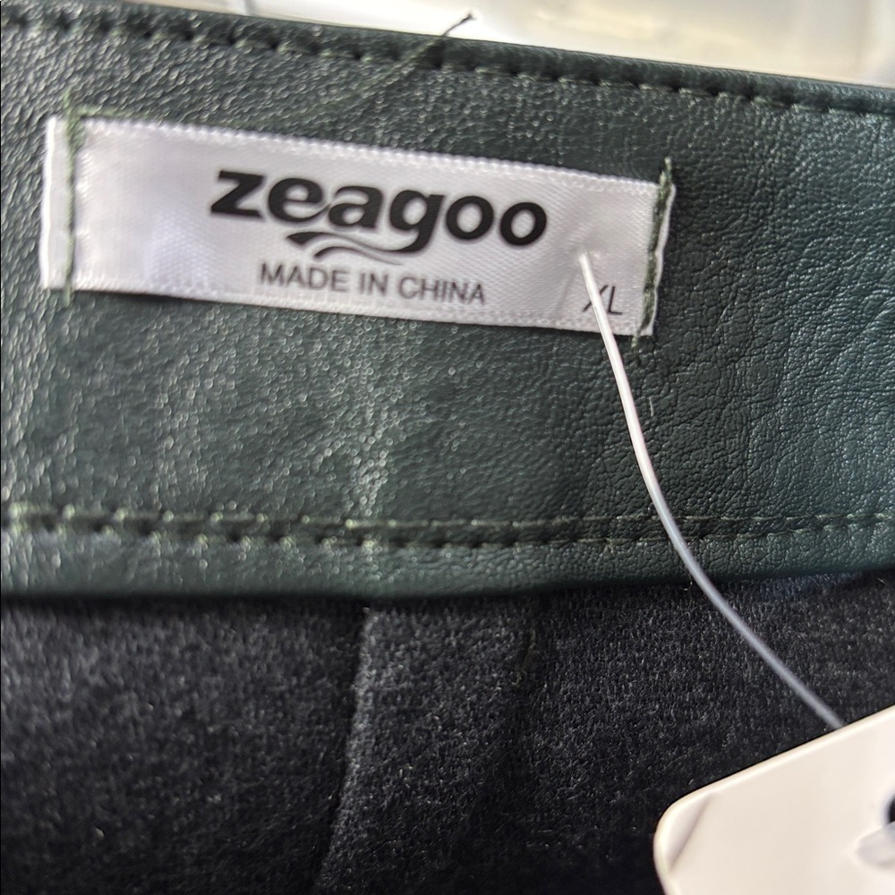 Zeagoo High Waisted Faux Leather Bodycon Slim Mini Pencil Skirt(Dark Green Xl — image 6 of 8